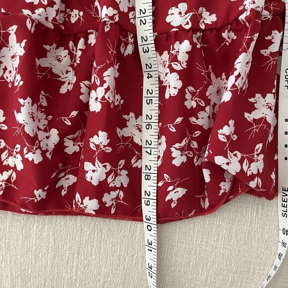 SHEIN Red & White Sleeveless Floral Print Ruffle Hem Cami Dress Size S - Picture 5 of 11